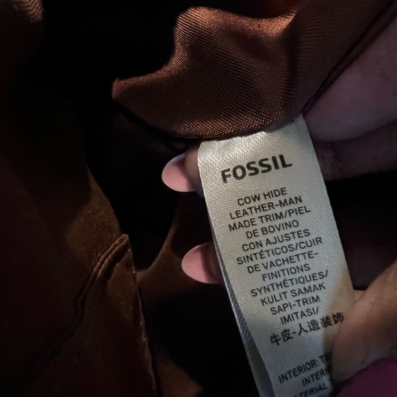 Fossil Black Genuine Leather Brown Gold Hardware Small Zip Backpack Felicity - Picture 9 of 13